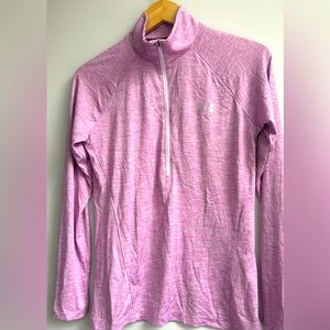 UNDER ARMOUR womens medium pink heat gear 1/4 zip long sleeve running top